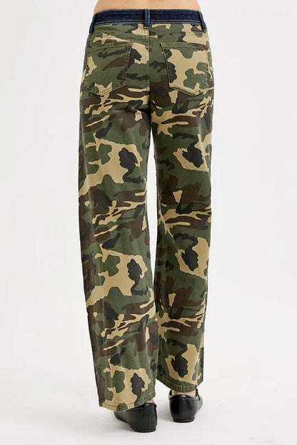 RISEN Camouflage Wide Leg Jeans - Tigbul's Variety Fashion Shop