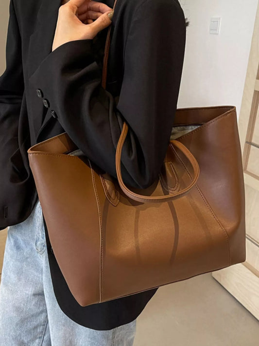 PU Leather Tote Bag - Tigbul's Variety Fashion Shop