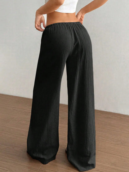 Wide Leg Drawstring Casual Pants - Tigbul's Variety Fashion Shop