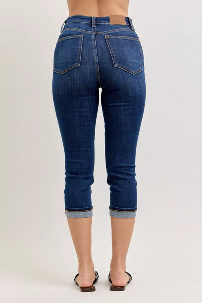 Judy Blue High Waist Capri Jeans with Single Cuff - Tigbul's Variety Fashion Shop