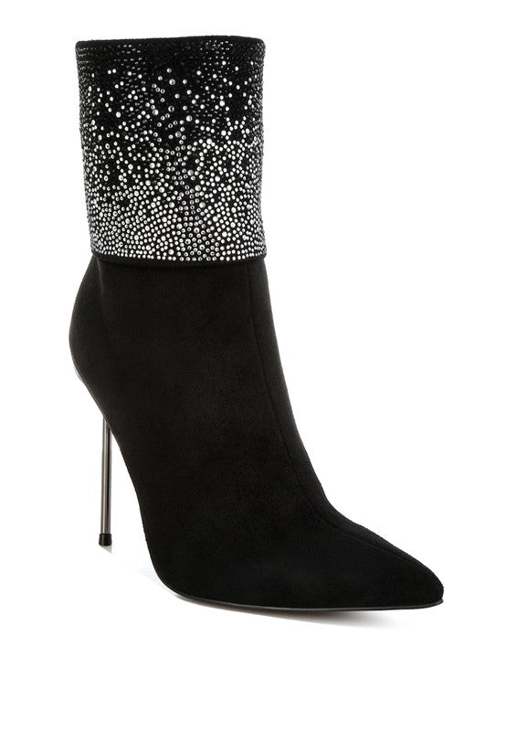 Podstar Rhinestones Embellished Foldover Boots - Tigbul's Variety Fashion Shop