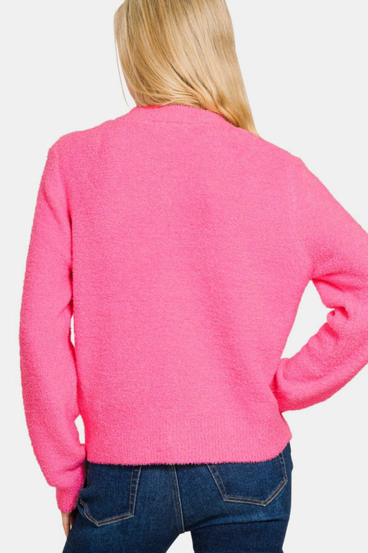 Zenana Button Down Long Sleeve Sweater Cardigan - Tigbul's Variety Fashion Shop