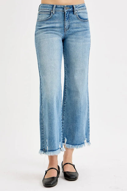 RISEN Full Size Mid Rise Crop Wide Leg Jeans Plus Size - Tigbul's Variety Fashion Shop