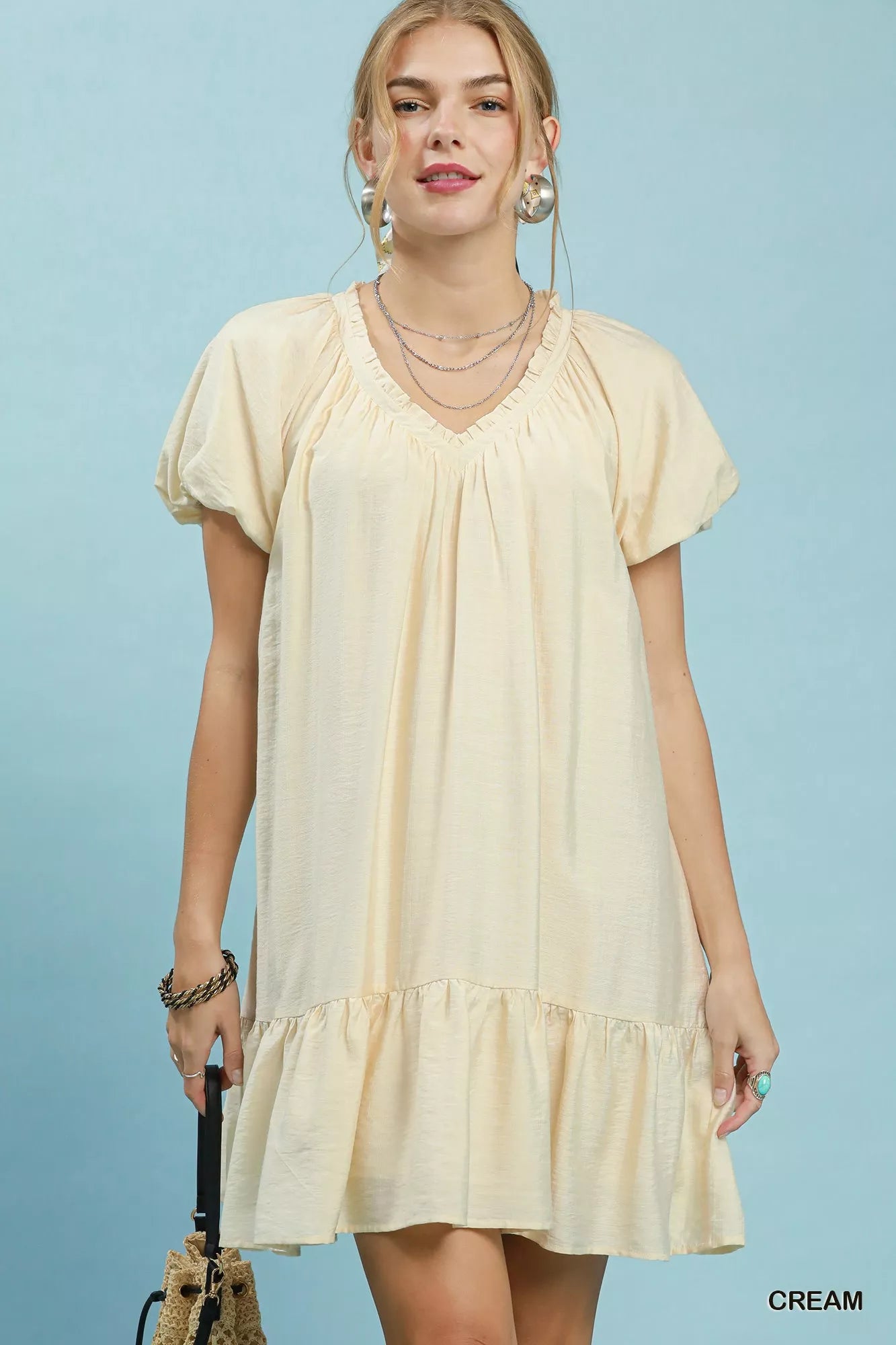 Umgee Ruffle Hem Shift Mini Dress - Tigbul's Variety Fashion Shop