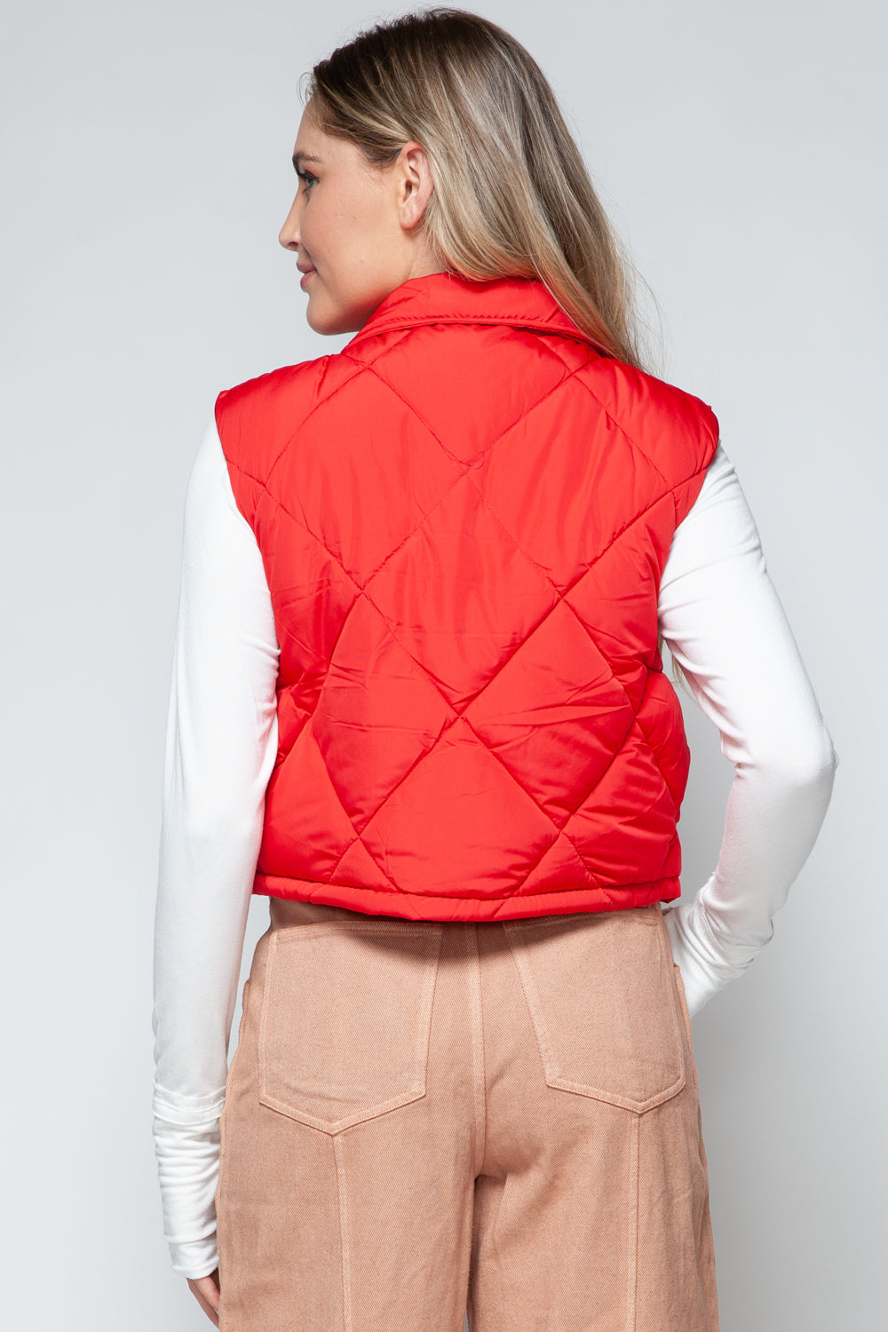 Snobbish Snap Down Quilted Crop Vest - Tigbul's Variety Fashion Shop