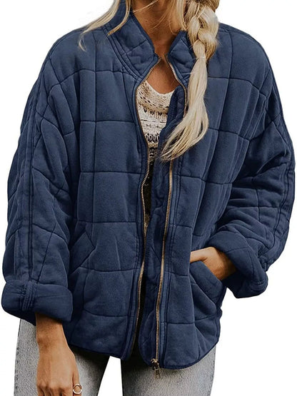 Quilted Zip Up Outerwear - Tigbul's Variety Fashion Shop