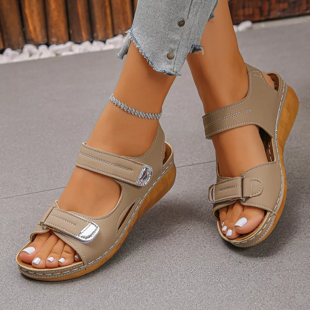 Open Toe Easy Strap Wedge Summer Sandals - Tigbul's Variety Fashion Shop