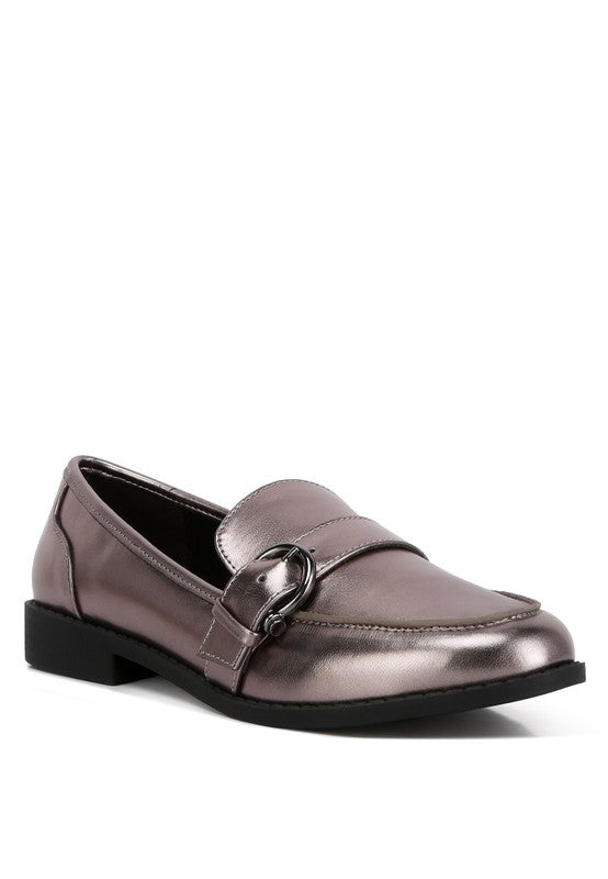 Haruka Metallic Faux Leather Loafers - Tigbuls Variety Fashion