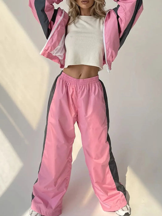 Zip Up Long Sleeve Top and Pants Set - Tigbul's Variety Fashion Shop
