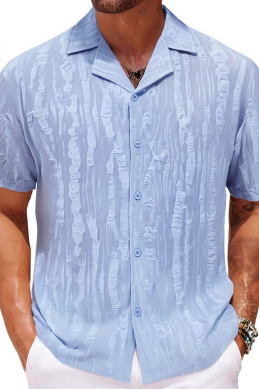 Men's Plus Size Collared Neck Short Sleeve Shirt - Tigbul's Variety Fashion Shop