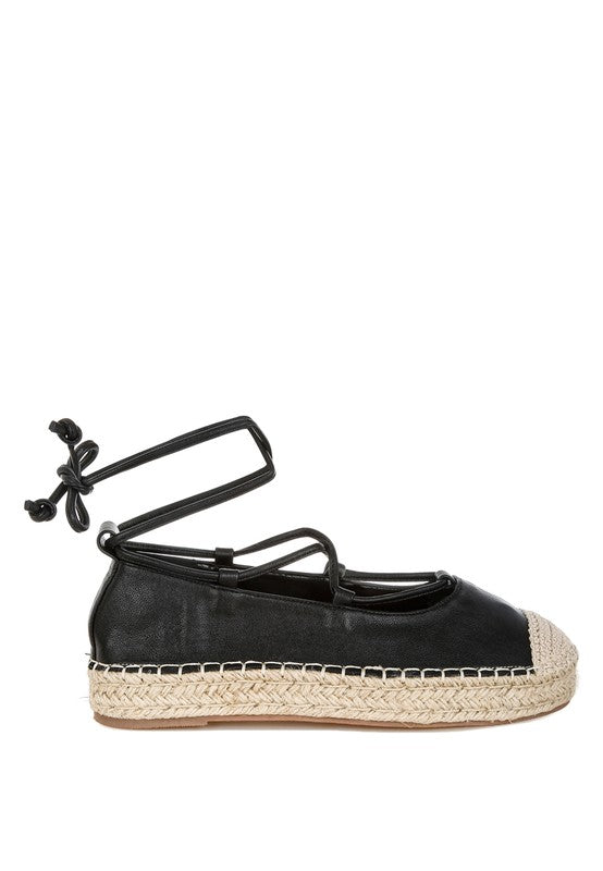 Alaya Woven Toe Lace-Up Espadrilles - Tigbul's Variety Fashion Shop
