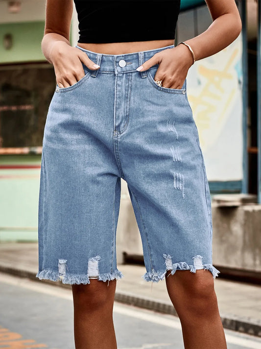 Raw Hem Denim Shorts - Tigbul's Variety Fashion Shop