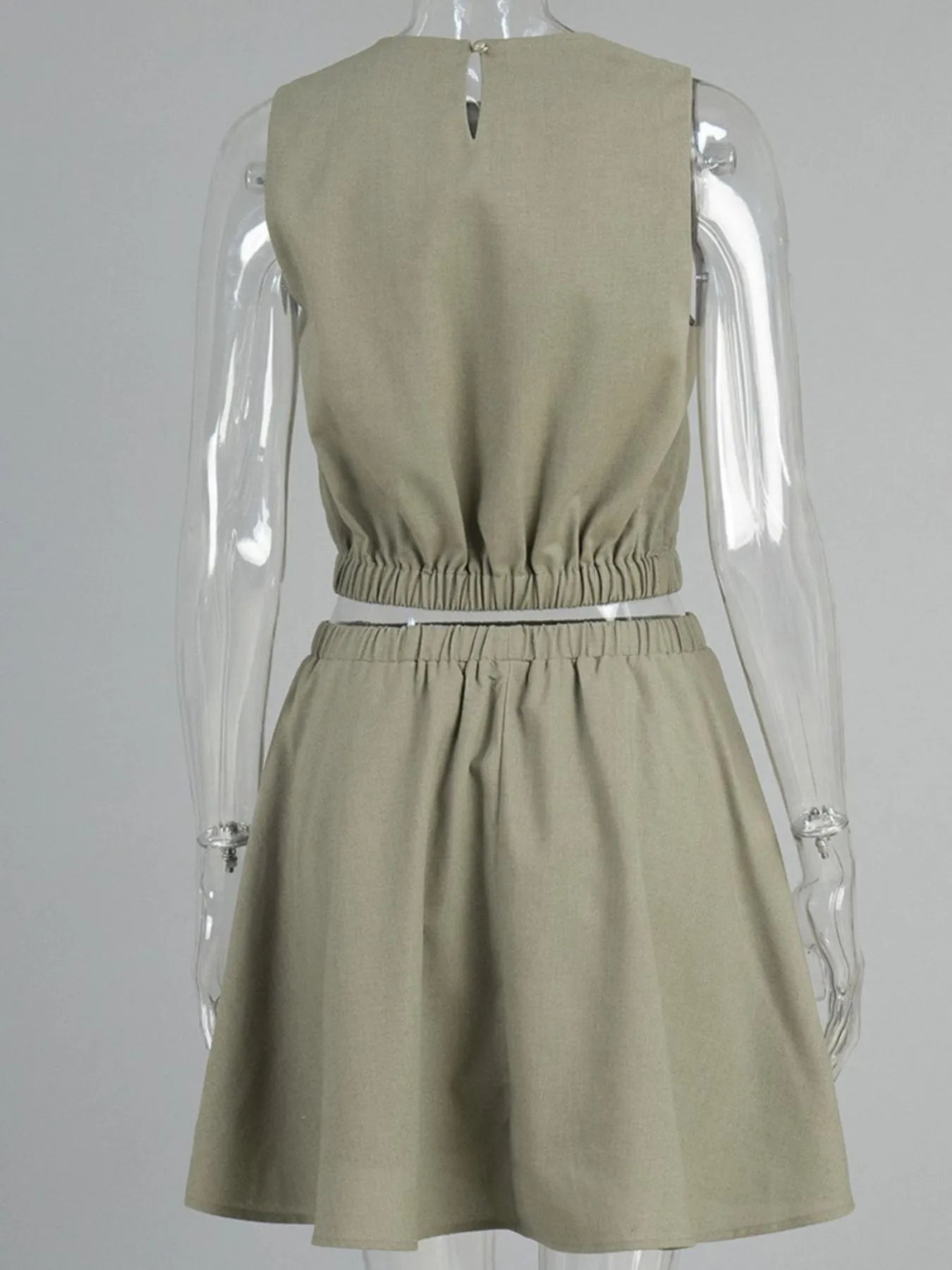 Round Neck Sleeveless Top and Skirt Set - Tigbul's Variety Fashion Shop