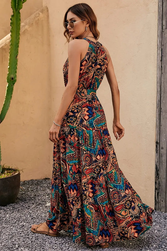 Tied Floral Sleeveless Dress - Tigbul's Variety Fashion Shop