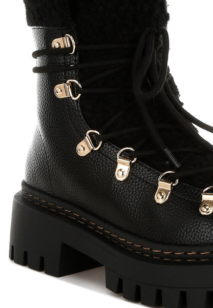 Omul Fleece & Faux Leather Boots - Tigbul's Variety Fashion Shop
