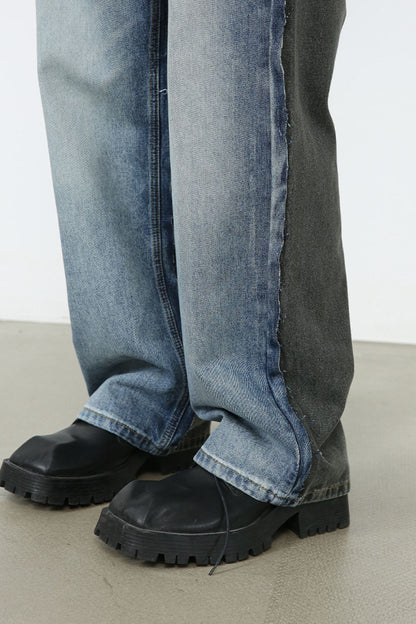 Men's Contrast Loose Fit Jeans - Tigbul's Variety Fashion Shop