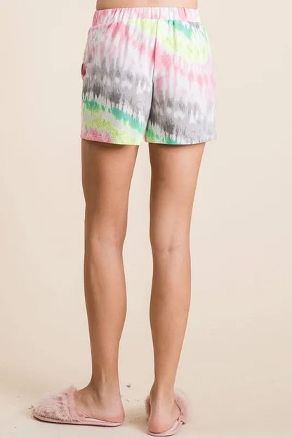 BiBi Tie Dye Print Shorts With Twill Tape Drawstring - Tigbul's Variety Fashion Shop