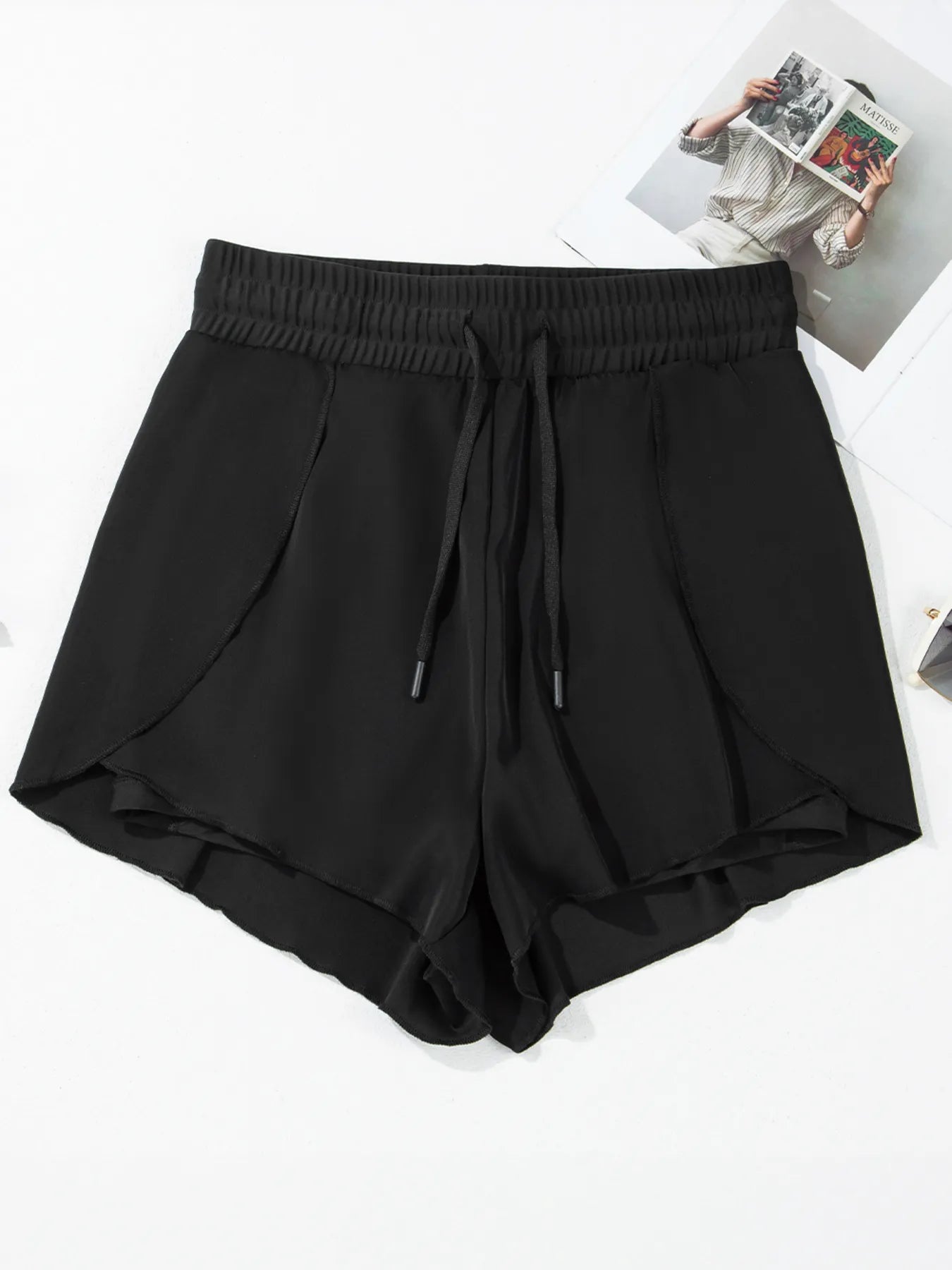 High Waisted Drawstring Swim Shorts - Tigbul's Variety Fashion Shop