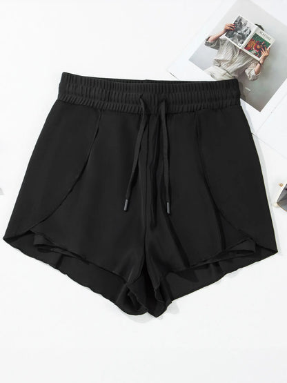 High Waisted Drawstring Swim Shorts - Tigbul's Variety Fashion Shop