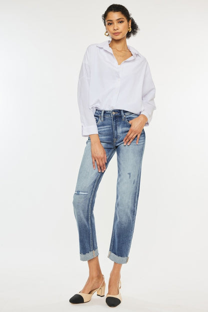 Kancan High Rise Cuffed Straight Jeans - Tigbul's Variety Fashion Shop