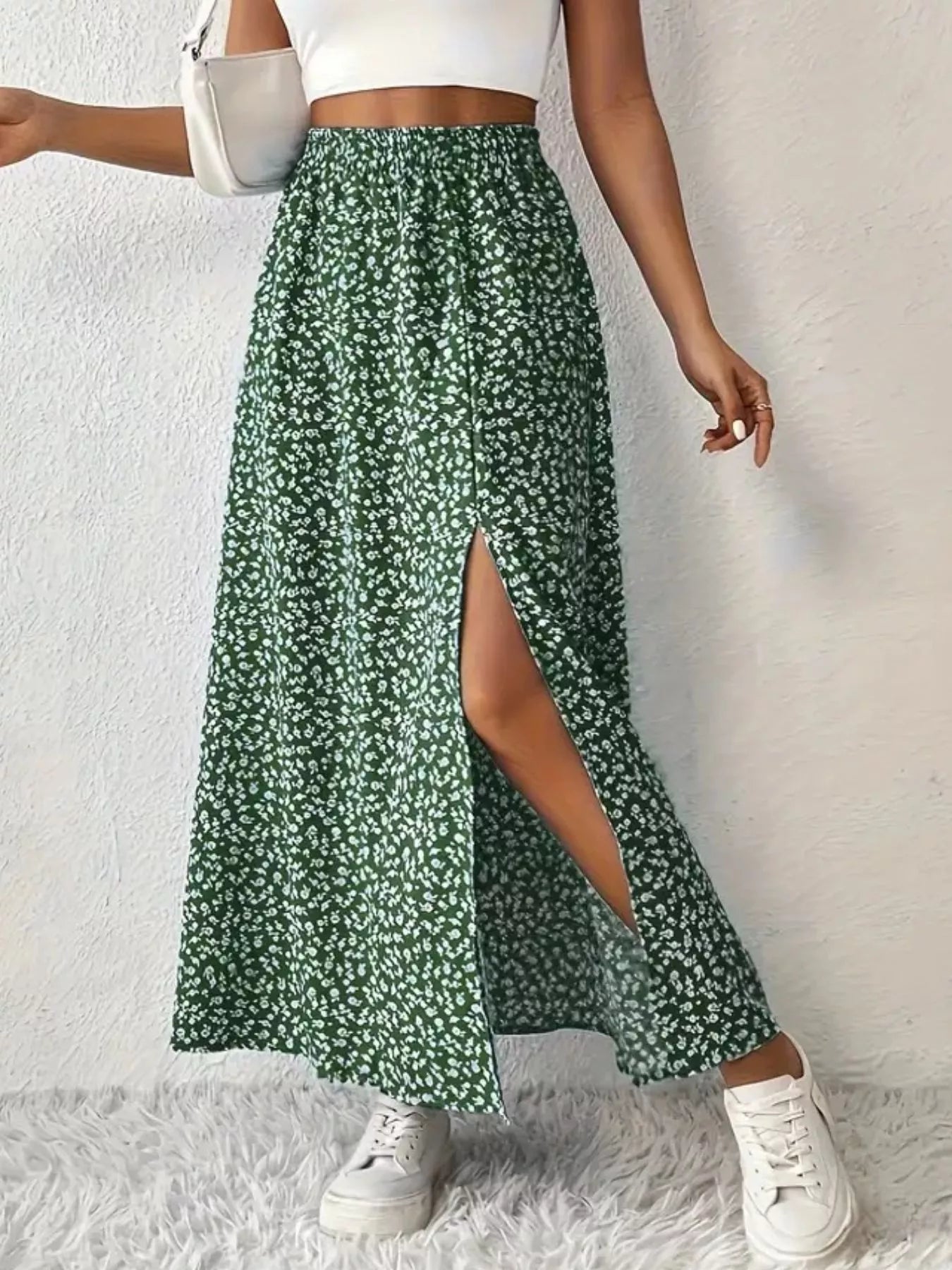 Slit Printed Skirt - Tigbul's Variety Fashion Shop