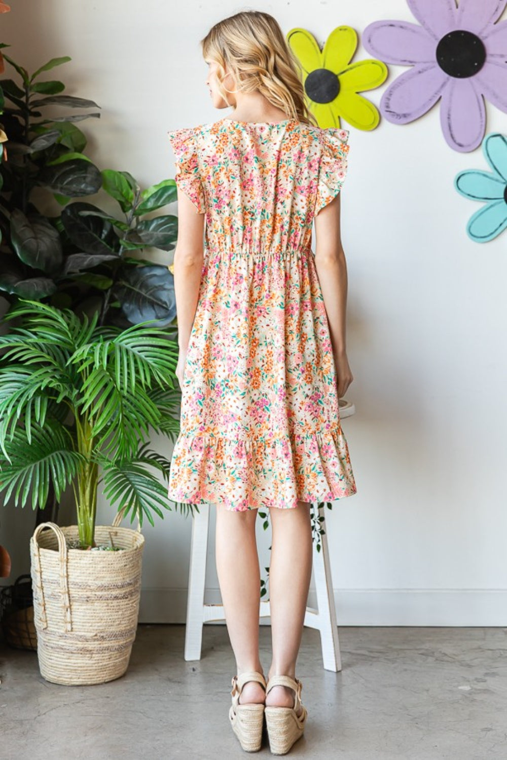 Heimish Full Size Floral Ruffled V-Neck Dress - Tigbuls Variety Fashion