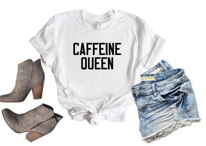 Caffeine Queen Crewneck Tee - Tigbul's Variety Fashion Shop