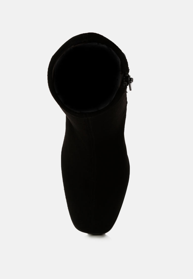 Candid High Ankle Flared Block Heel Boots - Tigbul's Variety Fashion Shop
