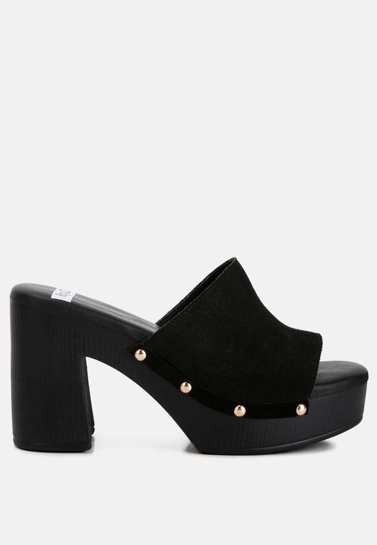 Cartera Soft Suede High Block Heel Clogs - Tigbul's Variety Fashion Shop