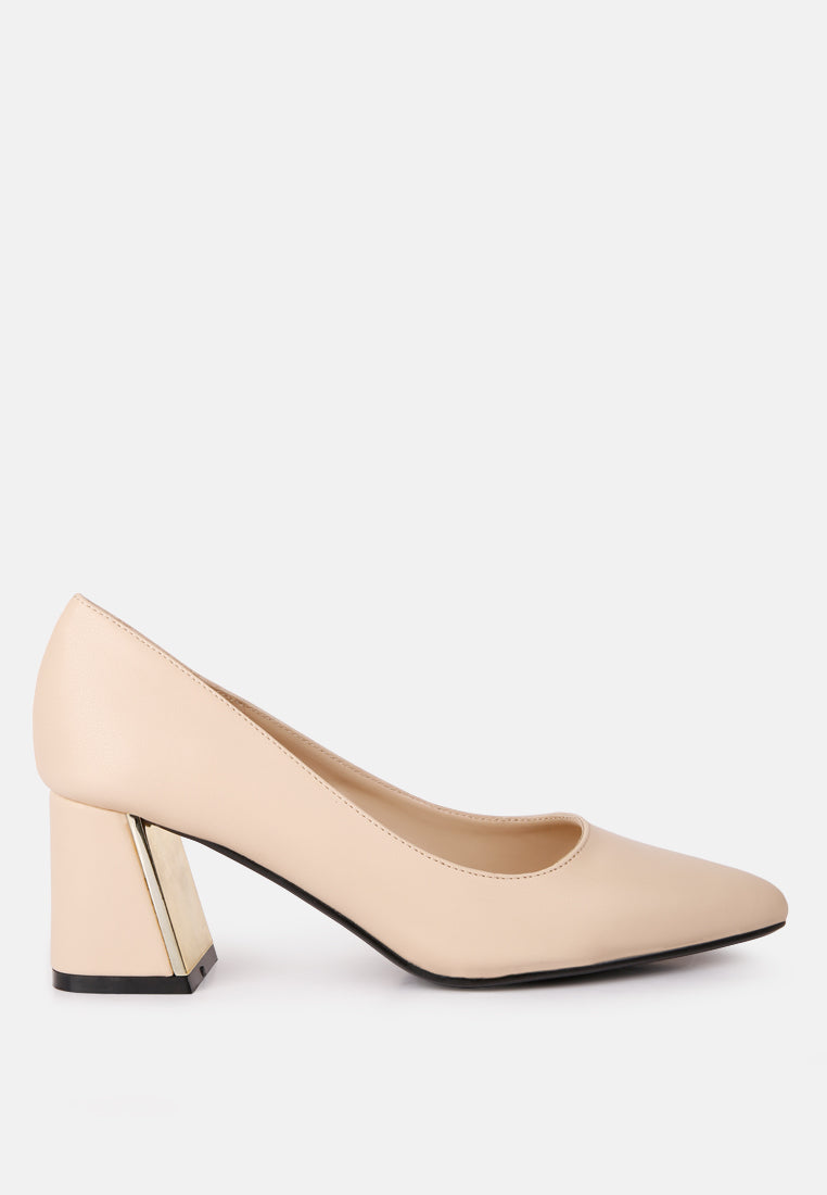 Casey Metallic Detail Block Heel Pumps - Tigbul's Variety Fashion Shop
