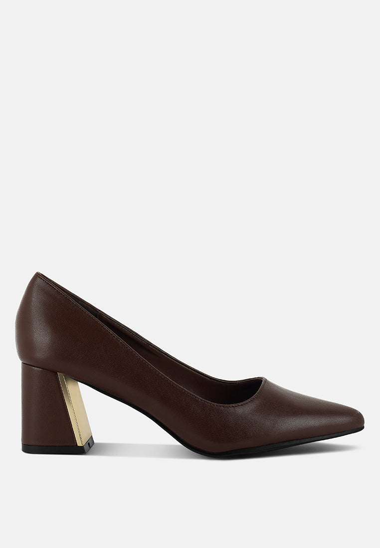 Casey Metallic Detail Block Heel Pumps - Tigbul's Variety Fashion Shop