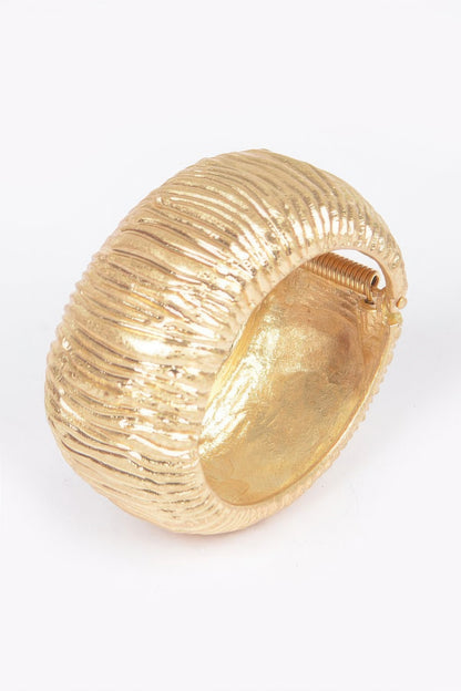 Cast Metal Spring Hinge Cuff Bracelet - Tigbul's Variety Fashion Shop