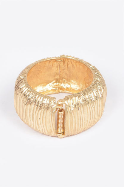 Cast Metal Spring Hinge Cuff Bracelet - Tigbul's Variety Fashion Shop