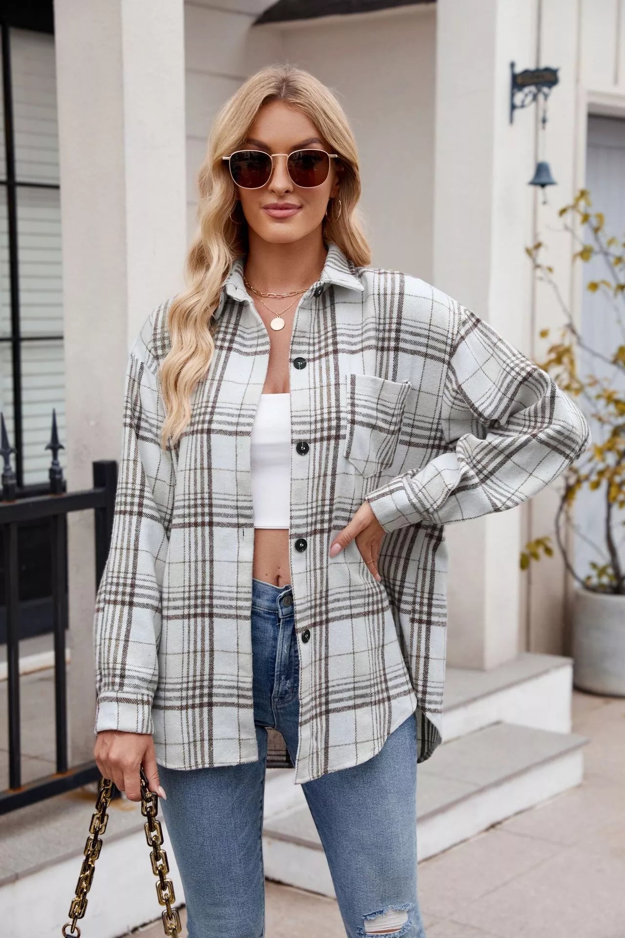 Casual Plaid Long Sleeve Shirt - Tigbul's Variety Fashion Shop