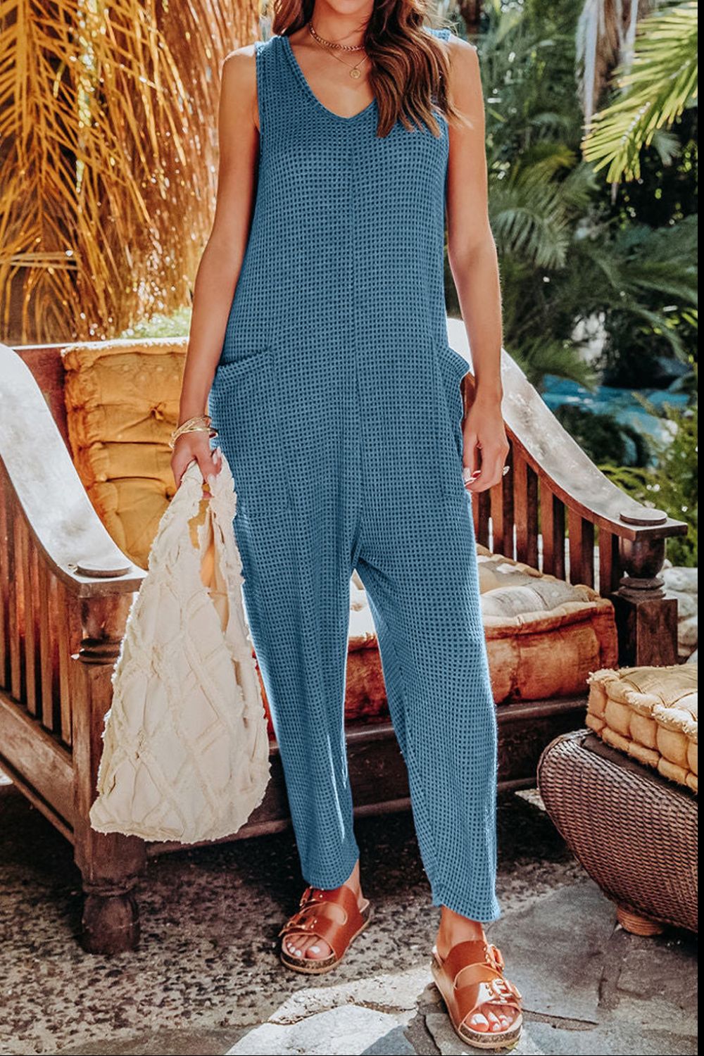 Sleeveless Straight Jumpsuit Sizes Small to 3XL - Tigbul's Variety Fashion Shop