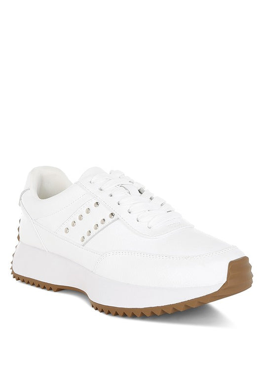 Athion Studded Real Leather Sneakers - Tigbul's Variety Fashion Shop