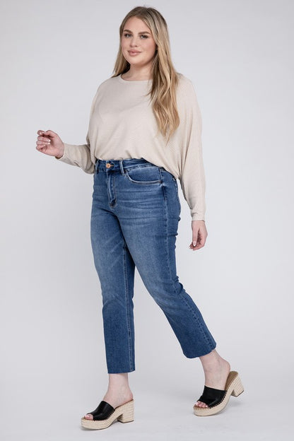 Plus Size High Rise Slim Straight Jeans - Tigbuls Variety Fashion