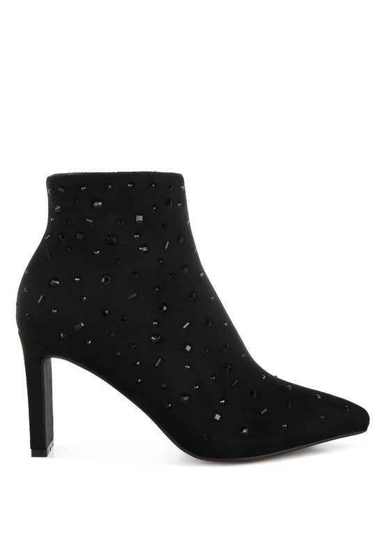 Sakura Diamante Embellished Microfiber Boots - Tigbul's Variety Fashion Shop