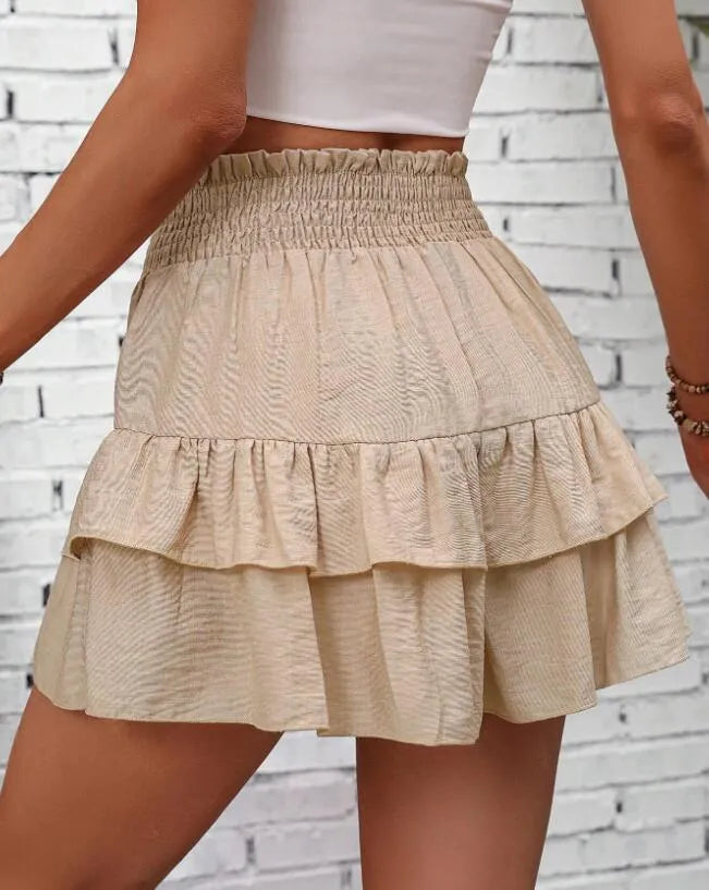 Ruffle Layered High Waist Casual Skort - Tigbul's Variety Fashion Shop