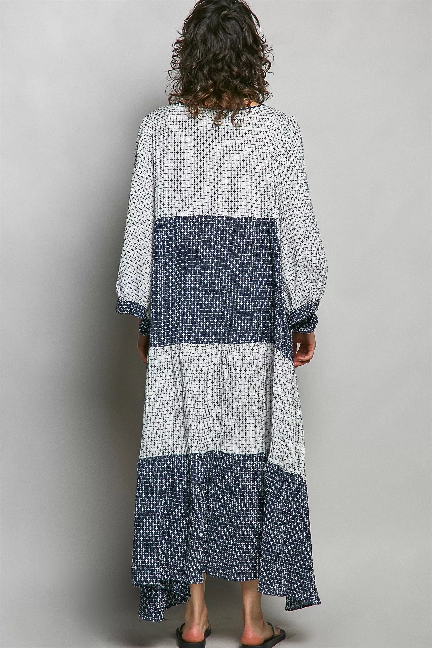 POL Tiered Boho Two-Tone Maxi Dress - Tigbul's Variety Fashion Shop