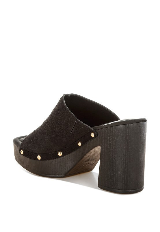 Masaki Soft Suede Leather Wooden Clogs - Tigbul's Variety Fashion Shop