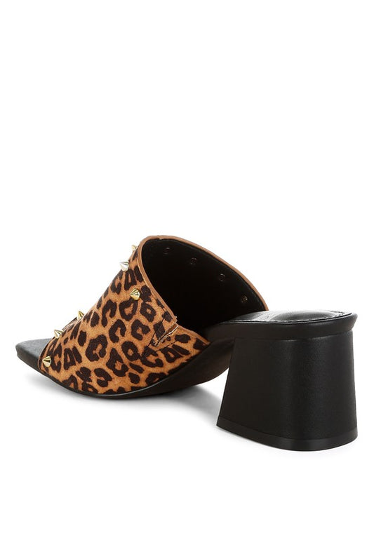 Edama Leopard Print Studded Slip Ons - Tigbul's Variety Fashion Shop