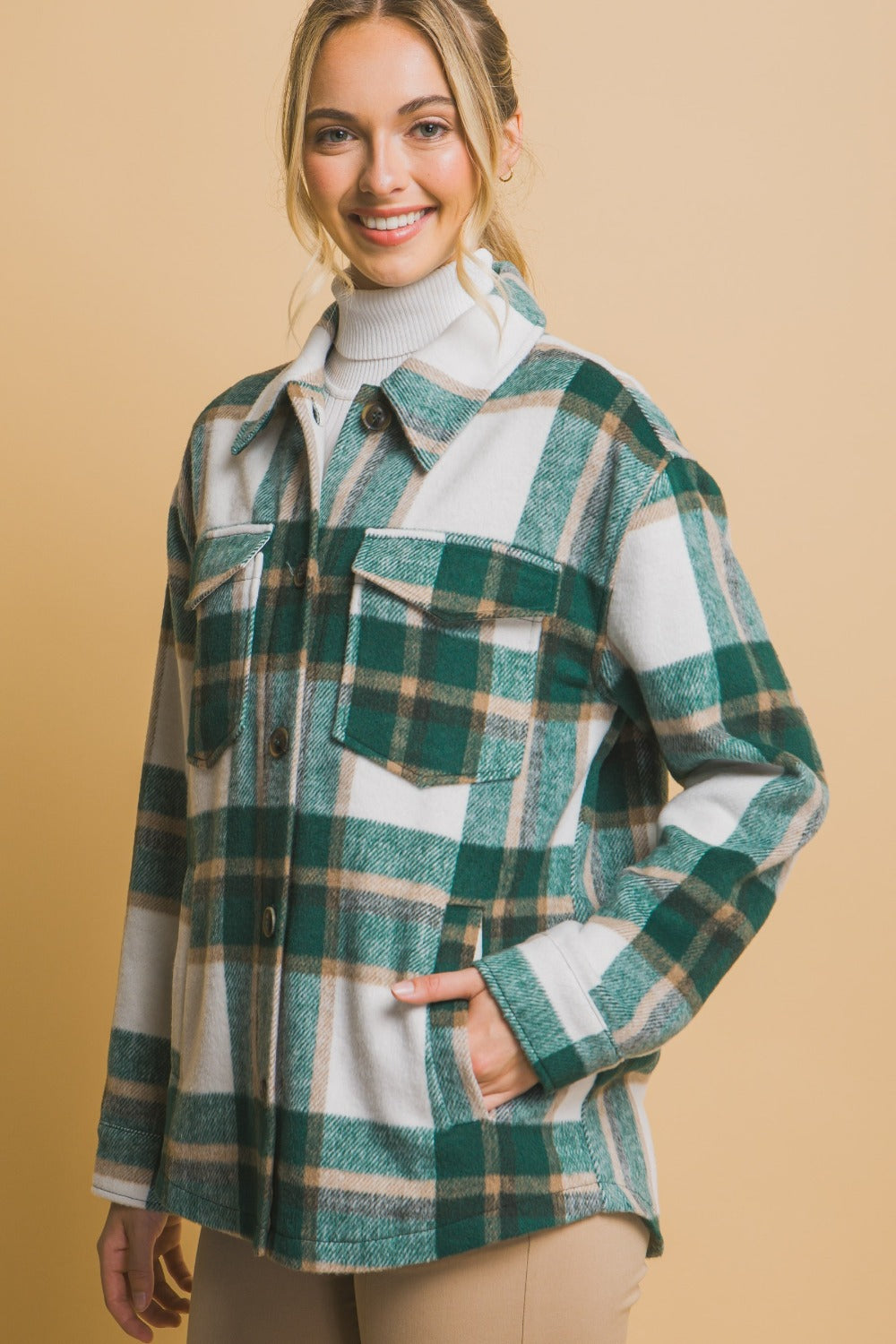 Love Tree Plaid Button Up Shacket - Tigbul's Variety Fashion Shop