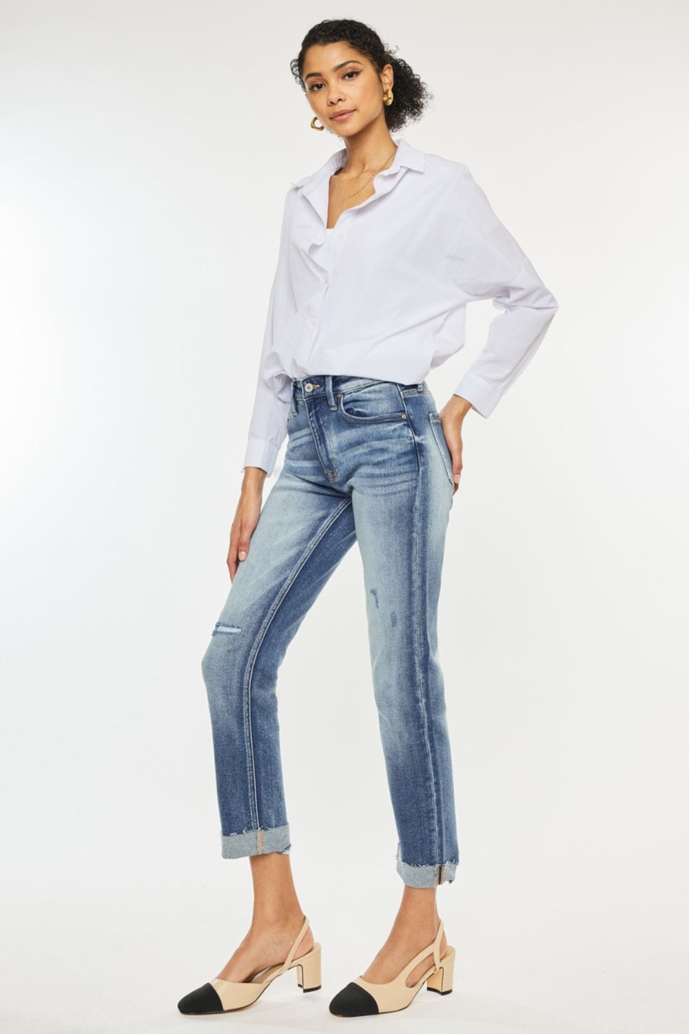 Kancan High Rise Cuffed Straight Jeans - Tigbul's Variety Fashion Shop