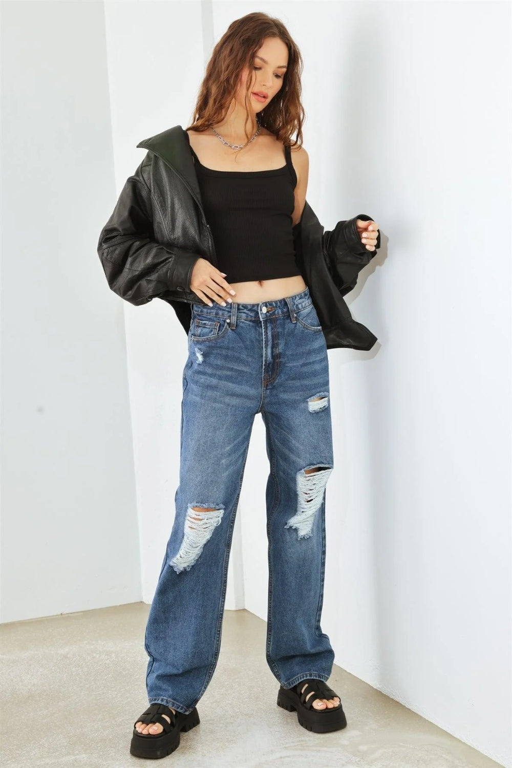 HAMMER COLLECTION Distressed High Waist Jeans - Tigbuls Variety Fashion