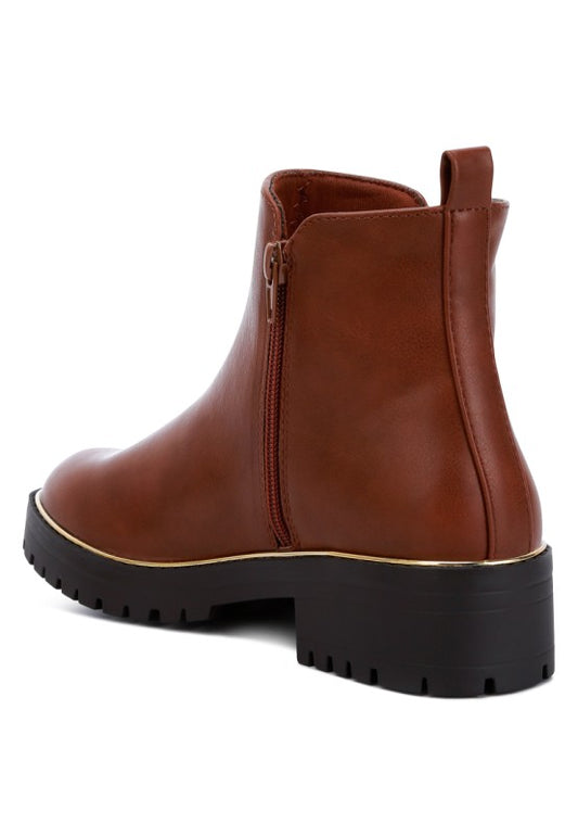 Thorin Metallic Frame Block Heel Boots - Tigbul's Variety Fashion Shop