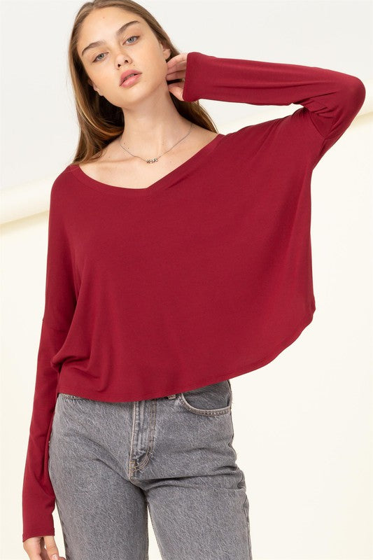 Love Me Right V Neck Loose Fit Top - Tigbuls Variety Fashion