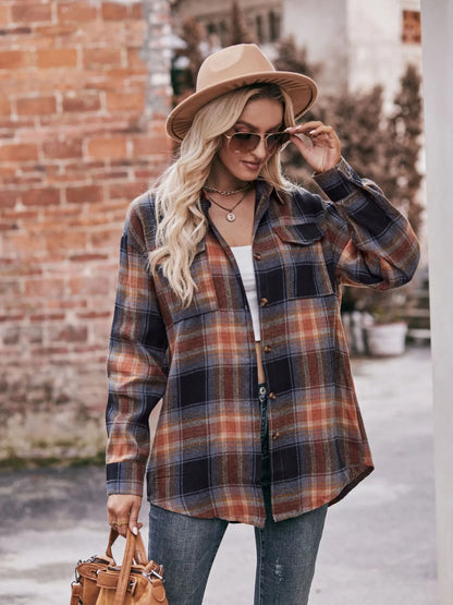 Plaid Button-Down Long Sleeve Shirt - Tigbul's Variety Fashion Shop