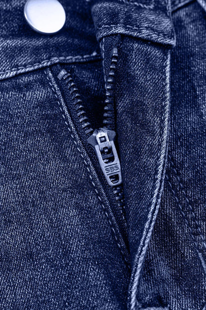 Folded Cuffs Distressed Straight High Waist Jeans - Tigbul's Variety Fashion Shop