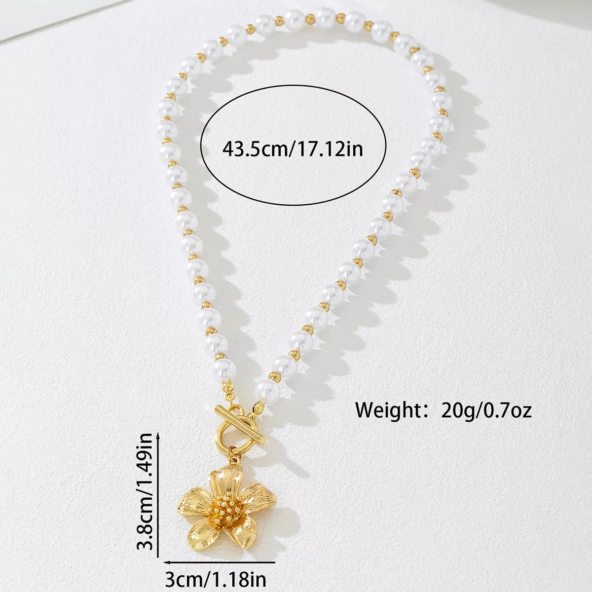 18K Gold-Plated Pearl Flower Pendant Necklace - Tigbul's Variety Fashion Shop
